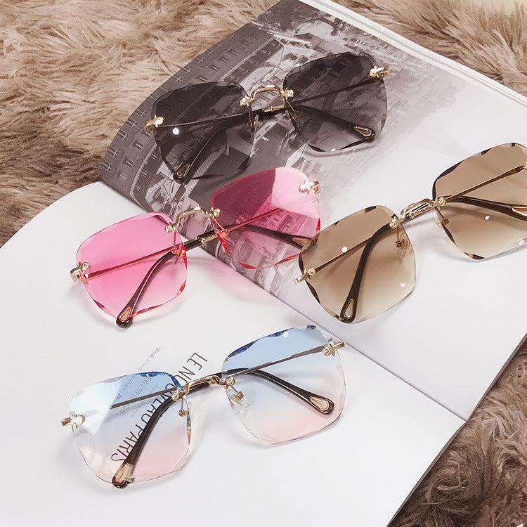 Square frameless sunglasses with polygonal lenses in a trendy style by My Store 3, shown on a clean white background.