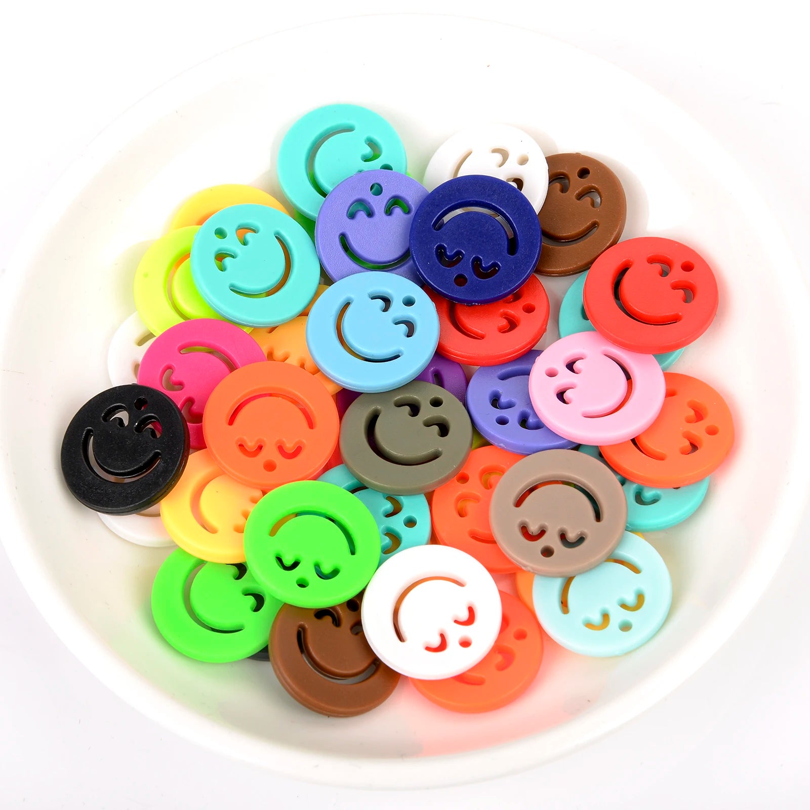 20pcs Acrylic Colorful Smile Pendants Accessories Charms Beads for Jewelry Making DIY Earrings Bracelets Necklaces Finding 20mm