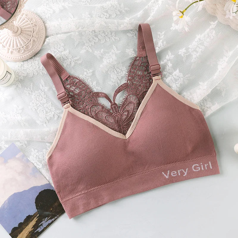 Women's Cotton Underwear Tube Tops Sexy Lace Top Fashion Push Up Comfort Brassiere Female Sling Sports Tank Up Sexy Lingerie