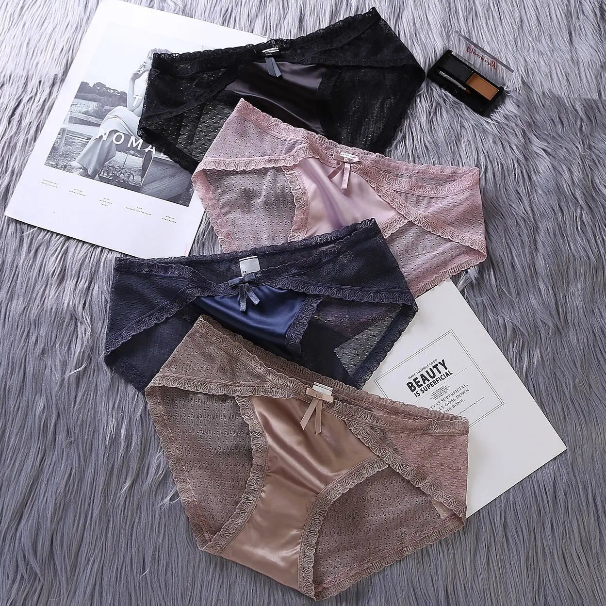 Women's Panties Satin Underwear Lace Sexy Briefs Ladies Casual Underpants Female Lingerie Intimates Girl Panty 2021