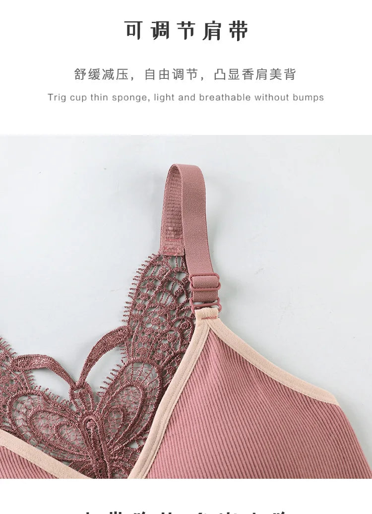 Women's Cotton Underwear Tube Tops Sexy Lace Top Fashion Push Up Comfort Brassiere Female Sling Sports Tank Up Sexy Lingerie
