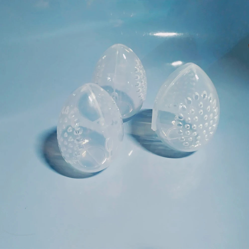 Makeup Sponge Storage Case Makeup Sponge Puff Holder Stand Empty Cosmetic Egg Shaped Rack Transparent Puffs Drying Box New 2022