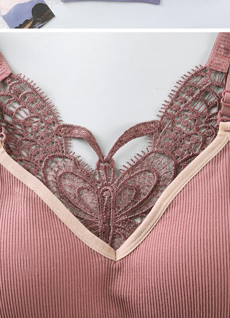 Women's Cotton Underwear Tube Tops Sexy Lace Top Fashion Push Up Comfort Brassiere Female Sling Sports Tank Up Sexy Lingerie