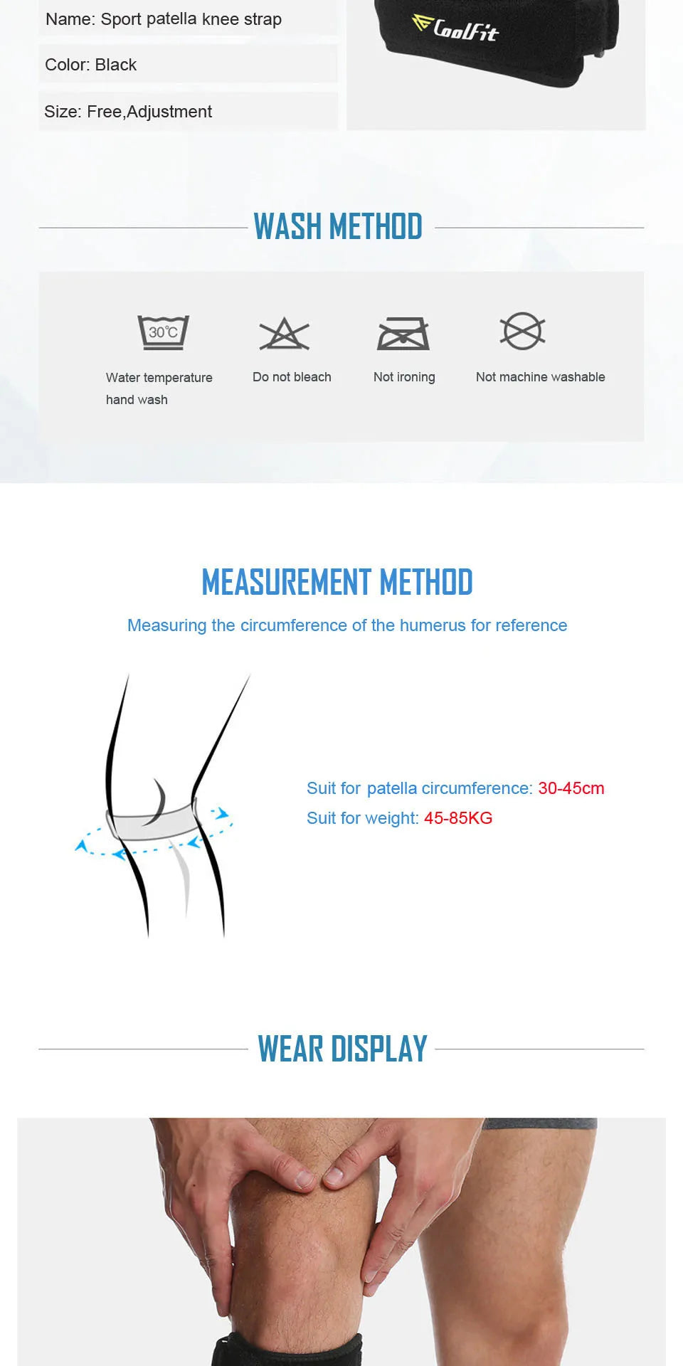 CoolFit 1PCS Knee Brace Support Knee pad Protective Sports Knee Protector Band Brace Meniscus Support Knee Injury Recovery