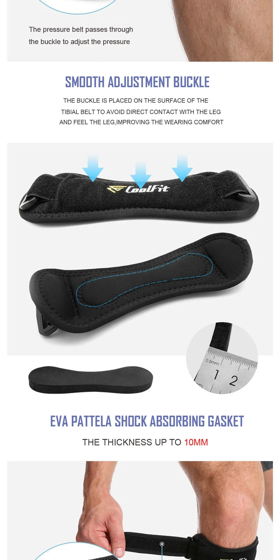 CoolFit 1PCS Knee Brace Support Knee pad Protective Sports Knee Protector Band Brace Meniscus Support Knee Injury Recovery
