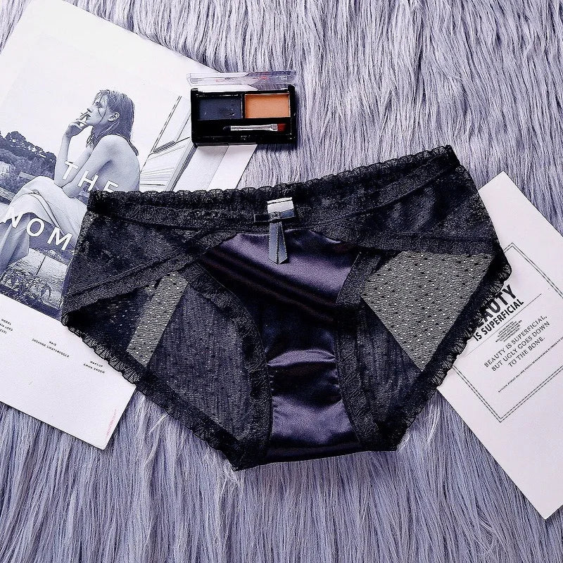 Women's Panties Satin Underwear Lace Sexy Briefs Ladies Casual Underpants Female Lingerie Intimates Girl Panty 2021