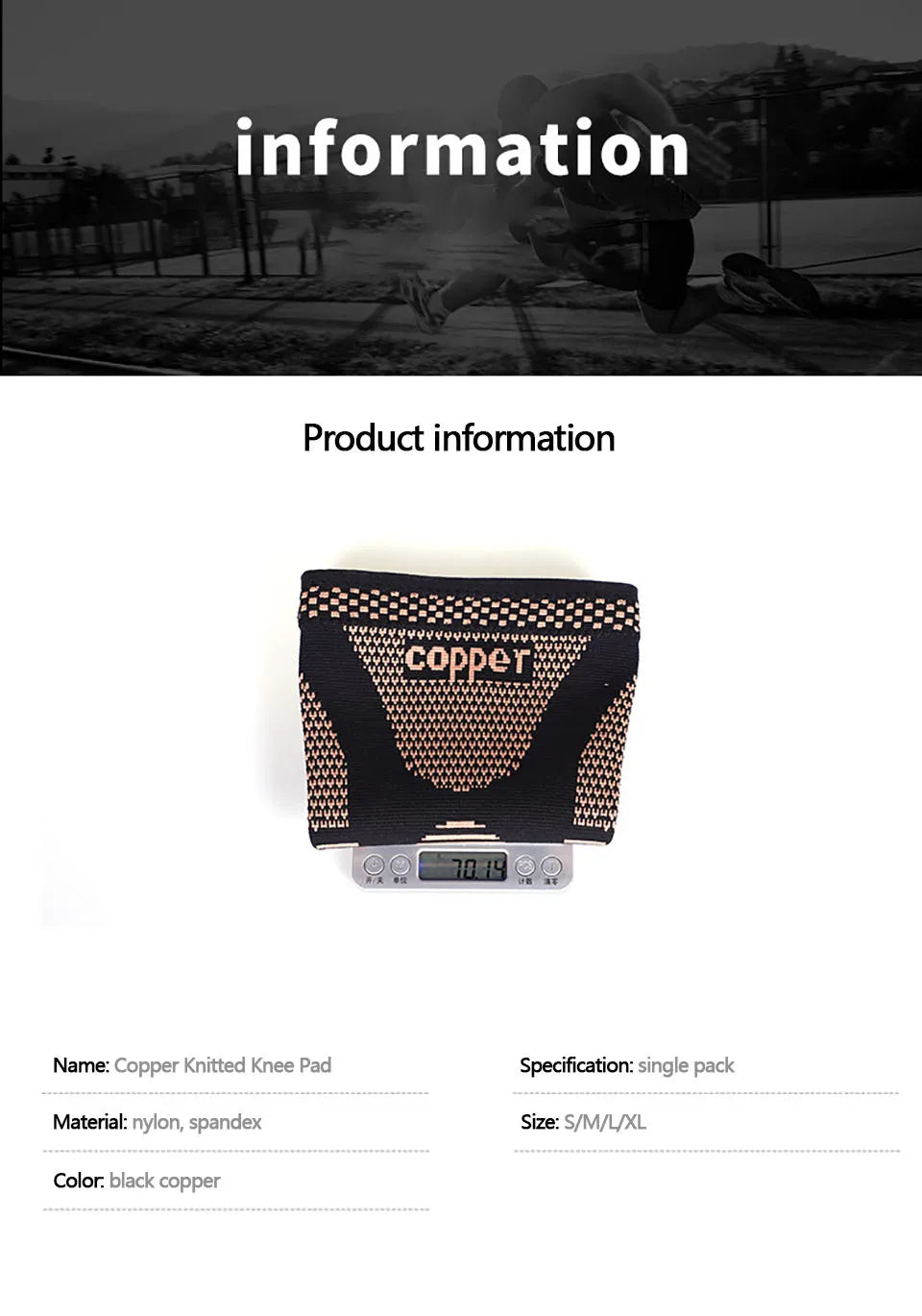 1Pcs Band Copper Nylon Knee Brace for Arthritis Pain and Support Knee Sleeve Compression for Sports Workout Arthritis Relief