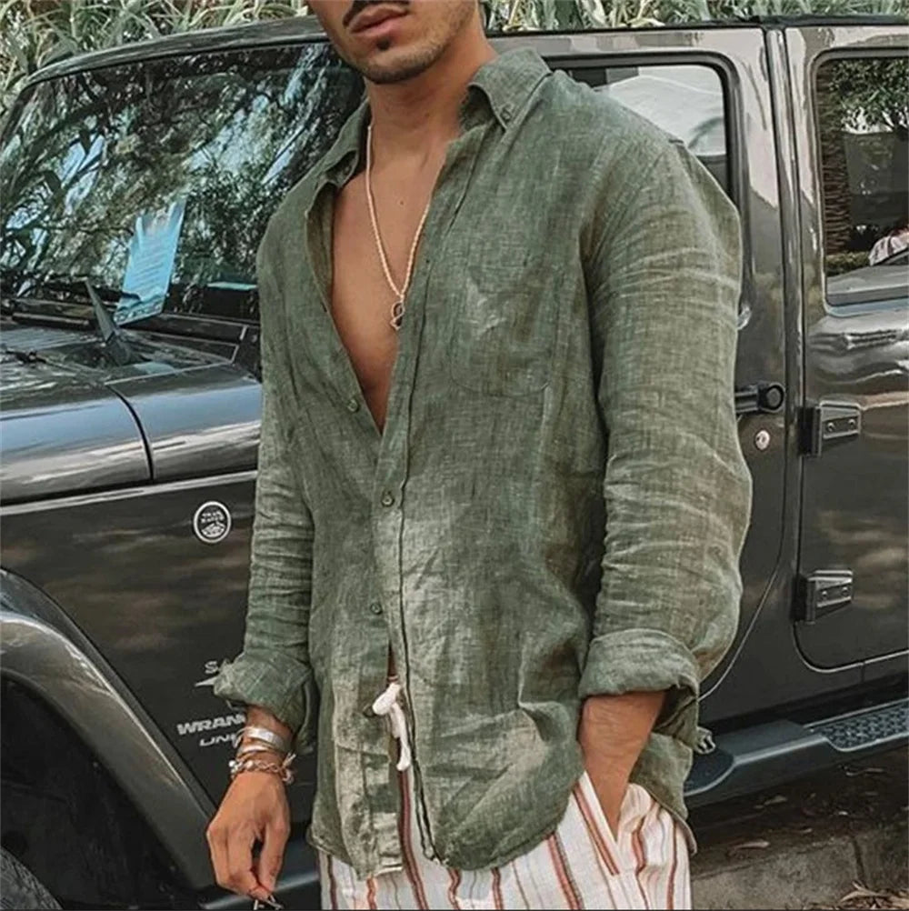 Breathable Summer Linen Shirt for Men