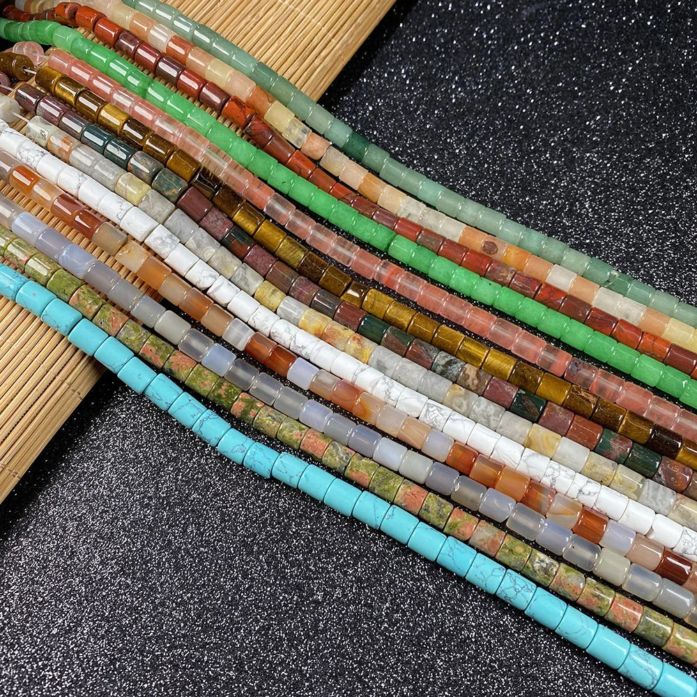 Natural Stone Gem Cylindrical Semi-precious  Beads DIY Retro Necklace Bracelet Earrings Jewelry Accessories Gift Making