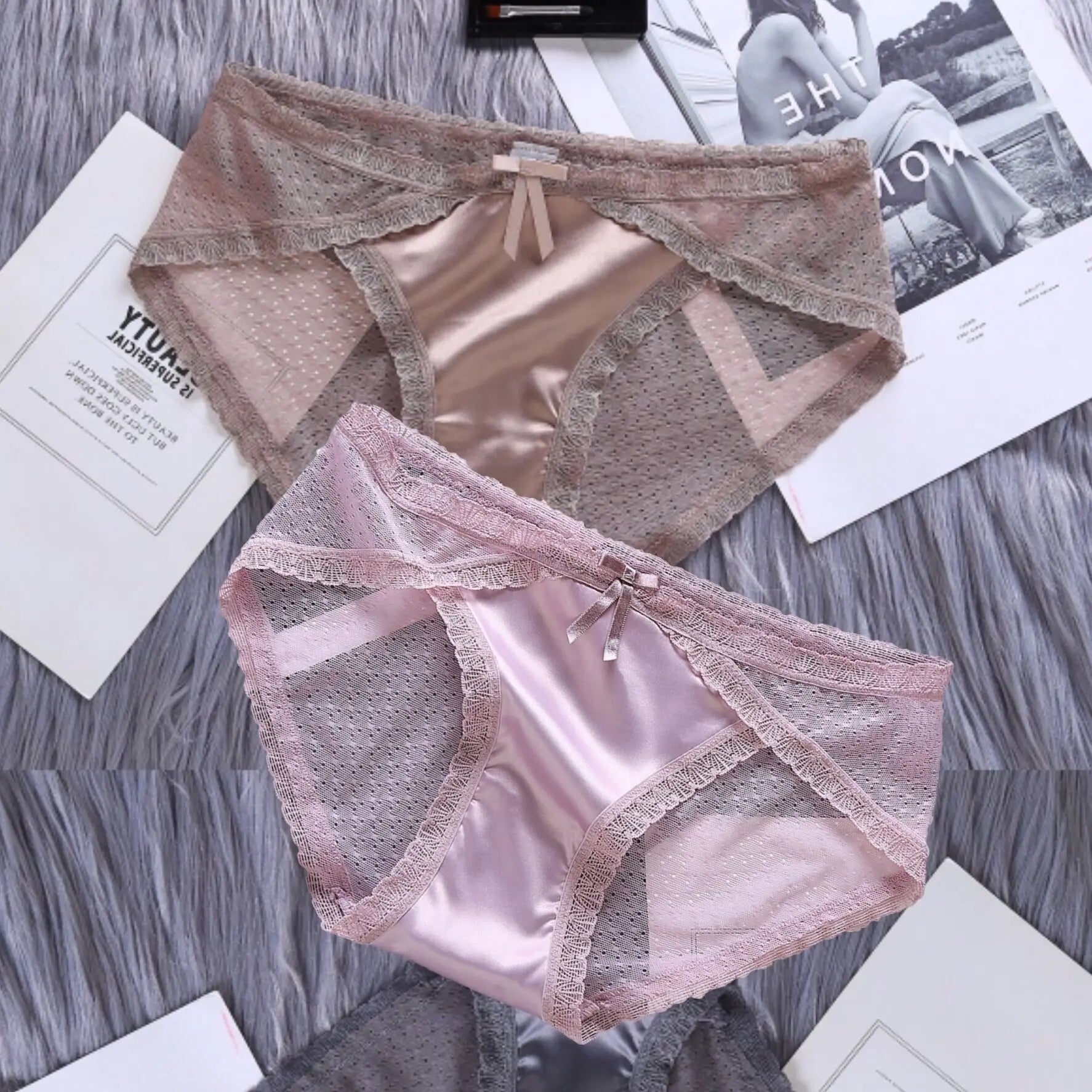 Women's Panties Satin Underwear Lace Sexy Briefs Ladies Casual Underpants Female Lingerie Intimates Girl Panty 2021