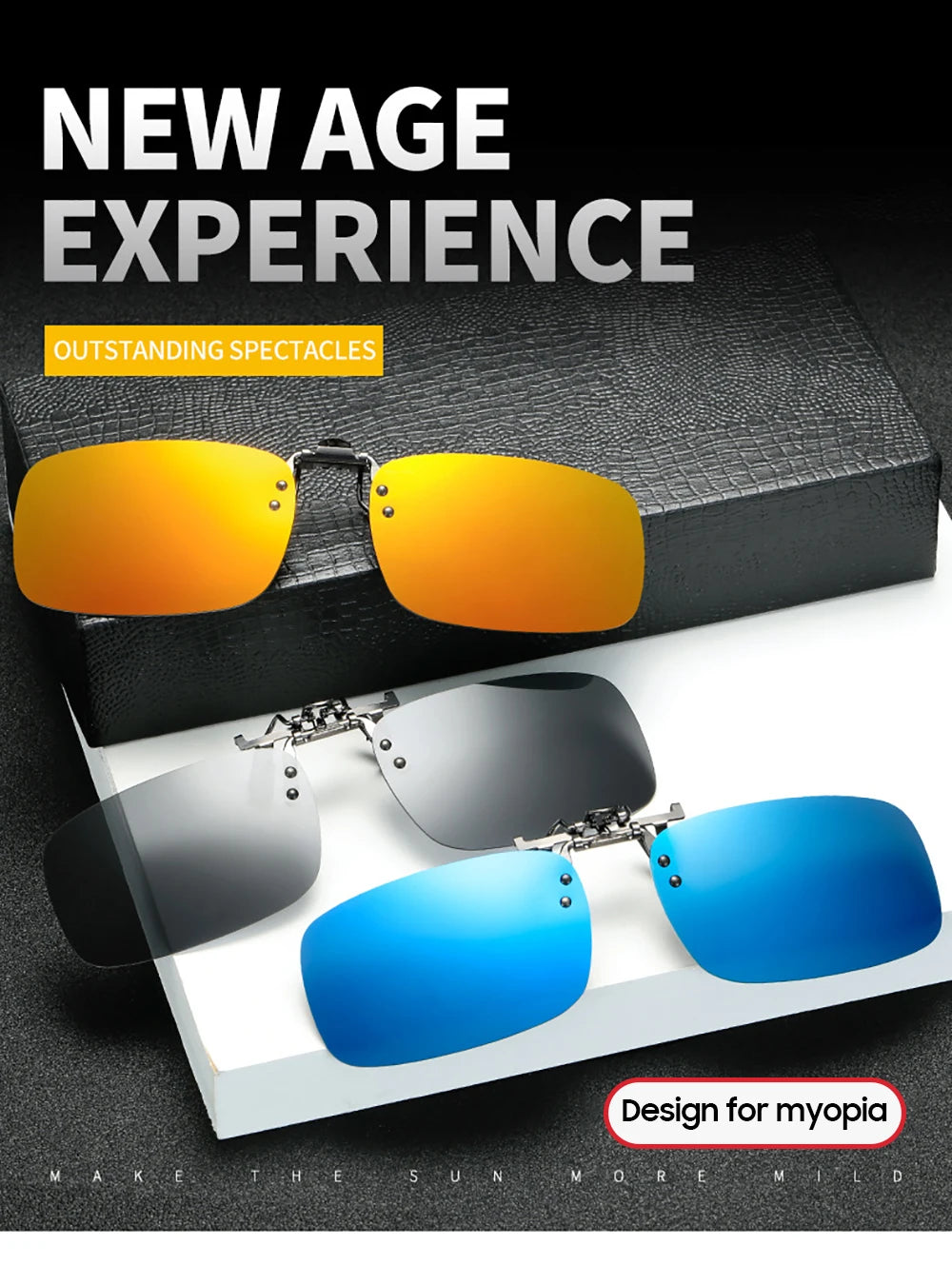 2026 Trending Product Flip Up Clip on Sun Glasses Men Car Driving Eyelasses Light Fishing Female  Polarized Night Vision Lens