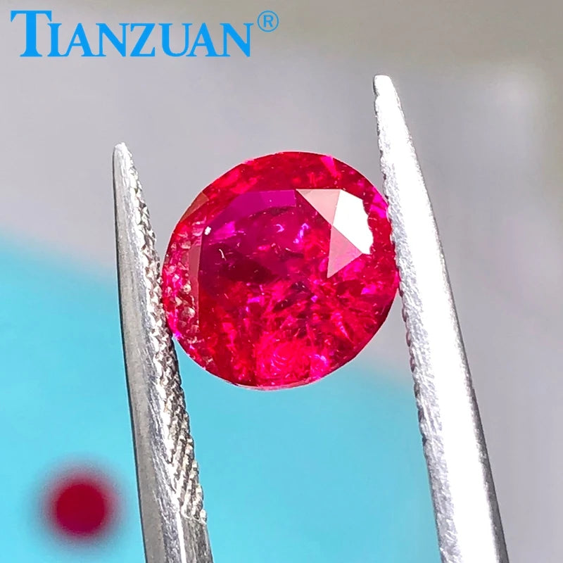 Lab Grown Ruby Round Shape  Red Stone Diamond Cut  with Inculsions Artificial Loose Ruby Stone with AGL Certificate