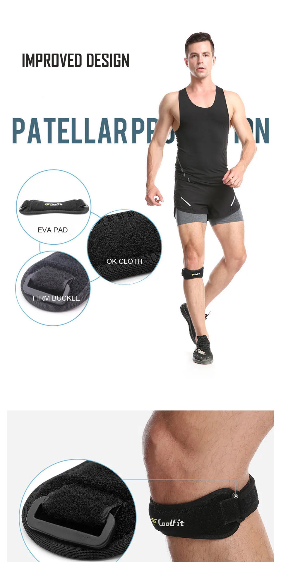 CoolFit 1PCS Knee Brace Support Knee pad Protective Sports Knee Protector Band Brace Meniscus Support Knee Injury Recovery