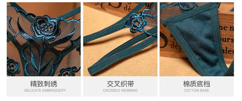Women Panties Sexy Embroidery  Panty Transparent Underwear Female Intimates Seamless Briefs G String Thongs Lingerie Knickers