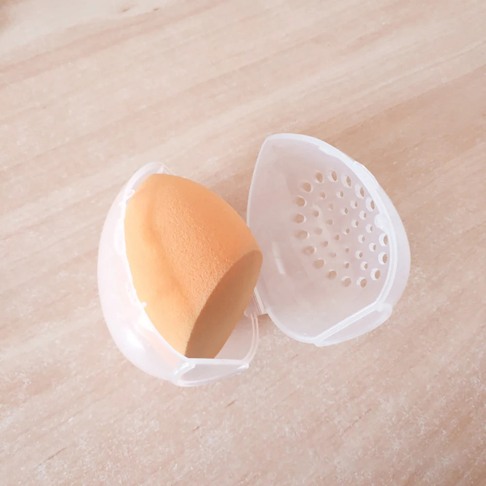 Makeup Sponge Storage Case Makeup Sponge Puff Holder Stand Empty Cosmetic Egg Shaped Rack Transparent Puffs Drying Box New 2022