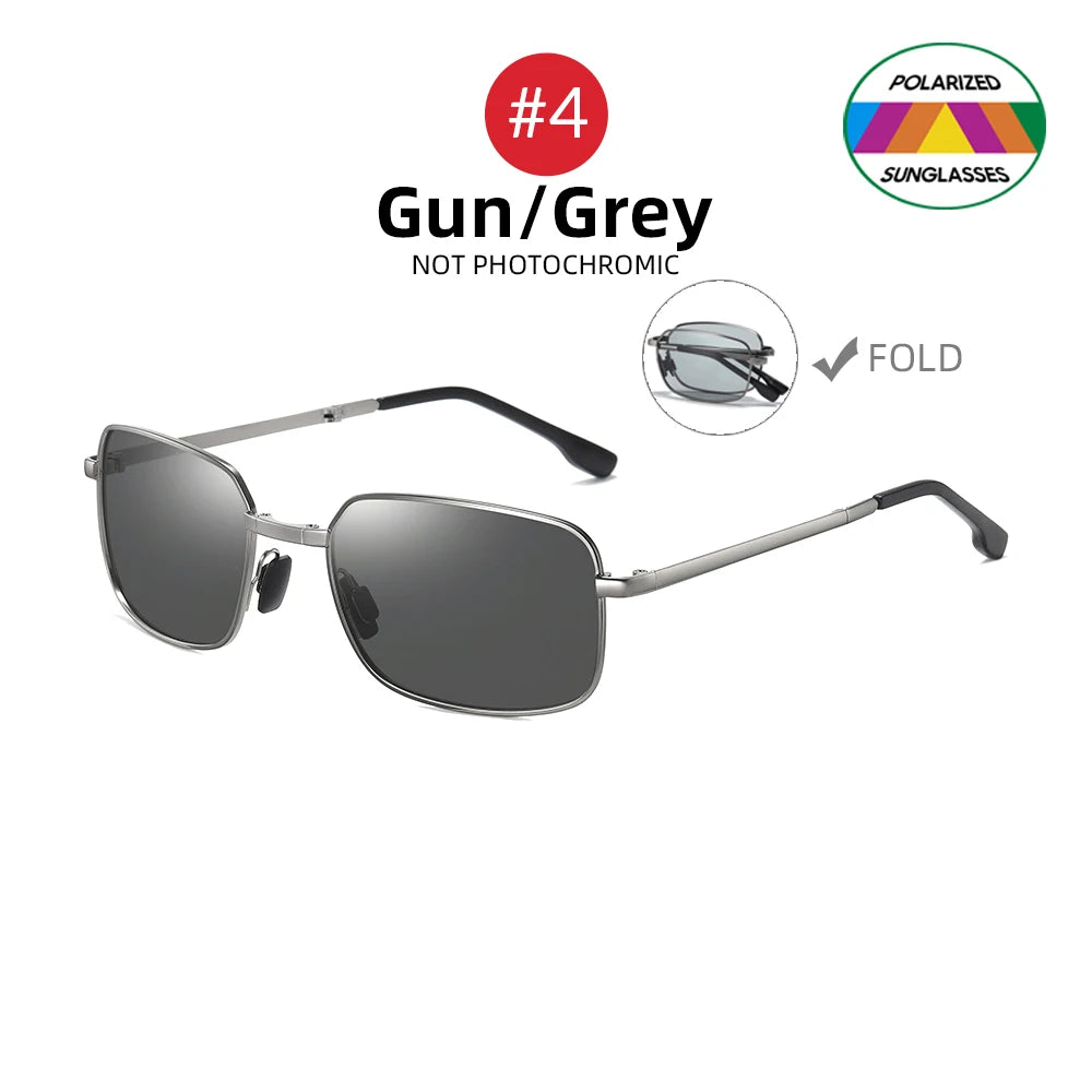 VIVIBEE Men Folding Photochromic Sunglasses with Polarized Lens Rectangle Metal Summer Male Shades 2026 Trending Products