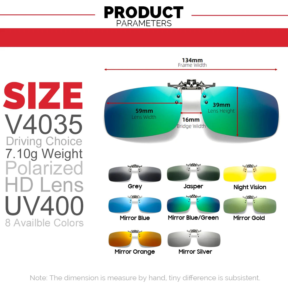 2026 Trending Product Flip Up Clip on Sun Glasses Men Car Driving Eyelasses Light Fishing Female  Polarized Night Vision Lens