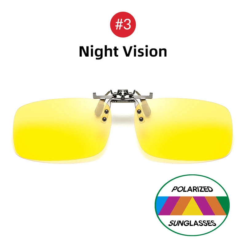 2026 Trending Product Flip Up Clip on Sun Glasses Men Car Driving Eyelasses Light Fishing Female  Polarized Night Vision Lens