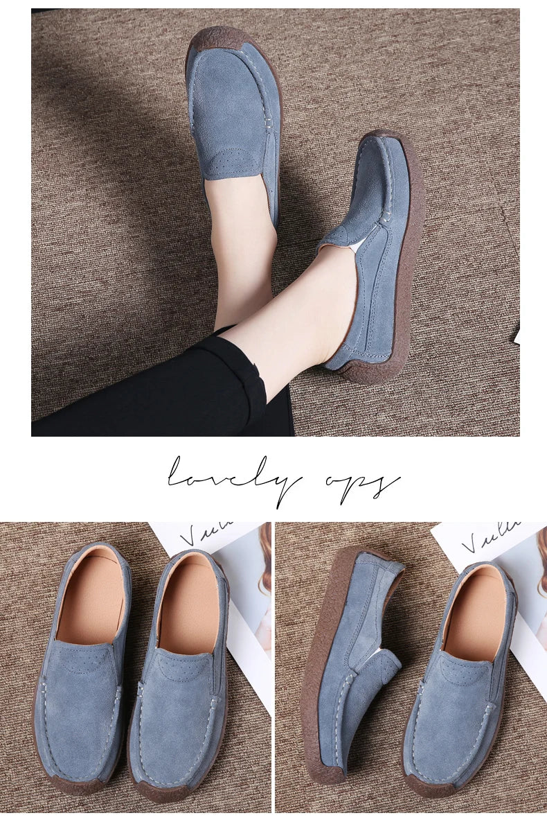 Spring Autumn Women Shoes Big Size Flats Women Suede Loafers Soft Comfortable Women Casual Shoes Slip On Moccasins Shoes Female