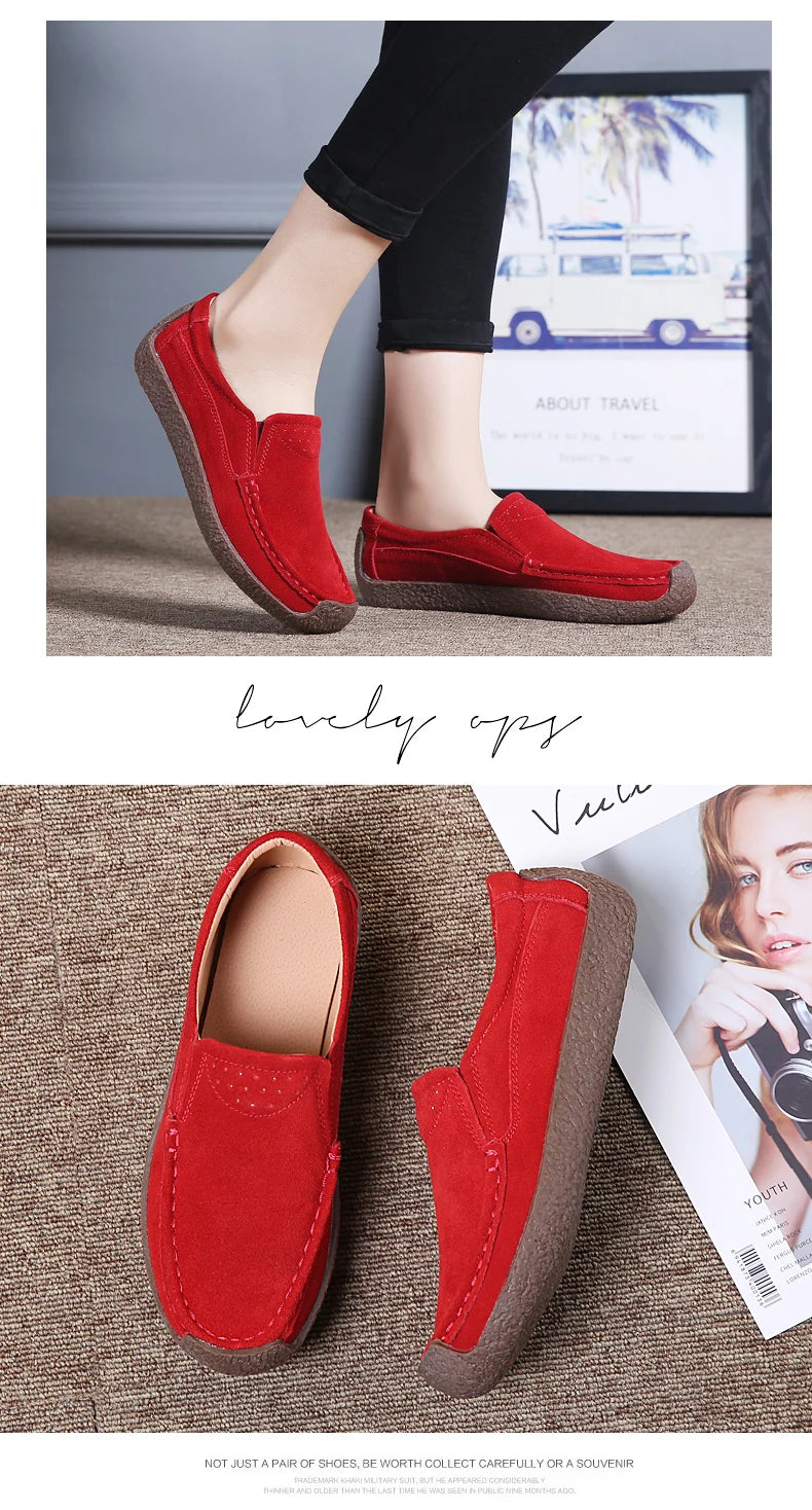 Spring Autumn Women Shoes Big Size Flats Women Suede Loafers Soft Comfortable Women Casual Shoes Slip On Moccasins Shoes Female