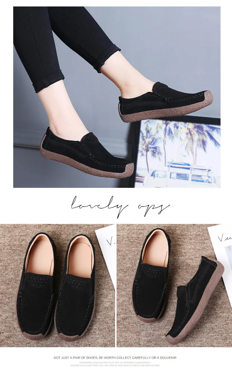 Spring Autumn Women Shoes Big Size Flats Women Suede Loafers Soft Comfortable Women Casual Shoes Slip On Moccasins Shoes Female