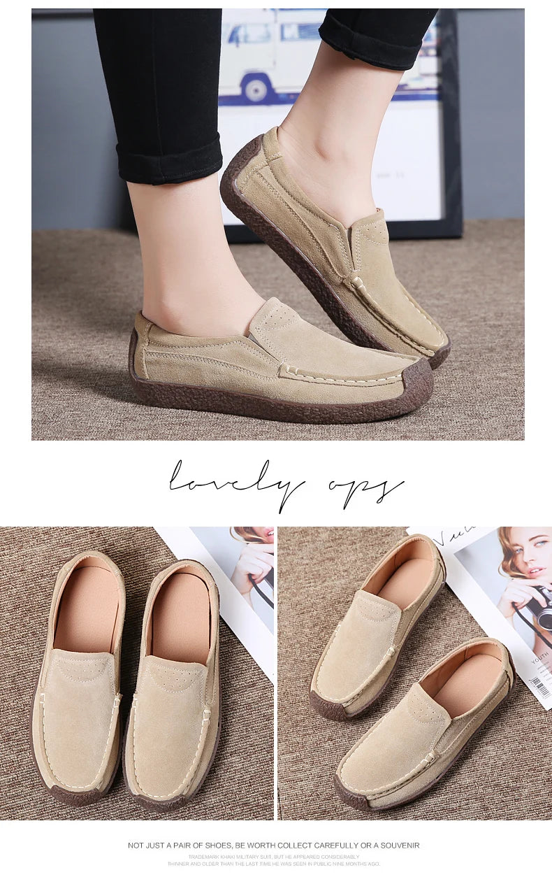 Spring Autumn Women Shoes Big Size Flats Women Suede Loafers Soft Comfortable Women Casual Shoes Slip On Moccasins Shoes Female