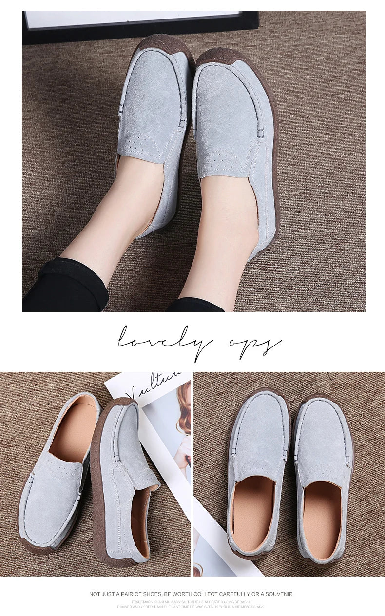 Spring Autumn Women Shoes Big Size Flats Women Suede Loafers Soft Comfortable Women Casual Shoes Slip On Moccasins Shoes Female