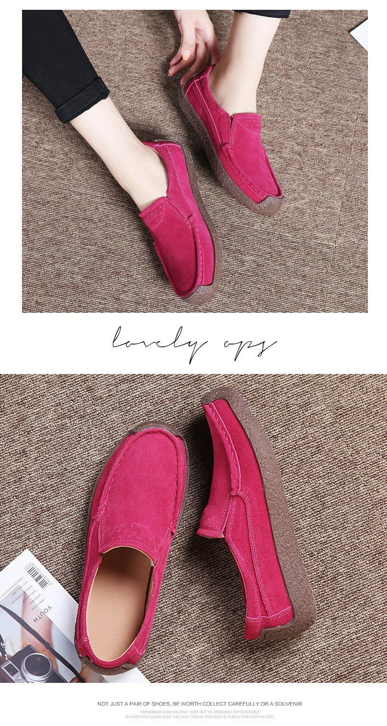 Spring Autumn Women Shoes Big Size Flats Women Suede Loafers Soft Comfortable Women Casual Shoes Slip On Moccasins Shoes Female
