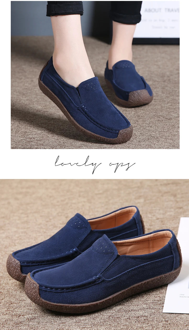 Spring Autumn Women Shoes Big Size Flats Women Suede Loafers Soft Comfortable Women Casual Shoes Slip On Moccasins Shoes Female