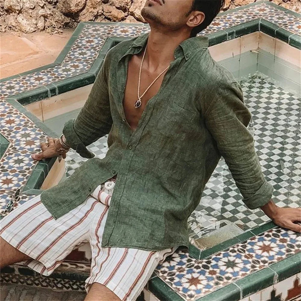 Breathable Summer Linen Shirt for Men