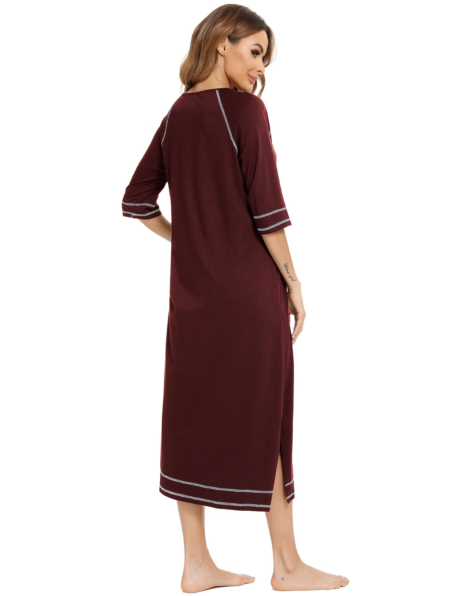 Zipper Women Sleepwear Pajama Maternity Dress 3/4Sleeve Nursing Baby Breastfeeding Nightdress Pregnancy Dress пижама хлопок