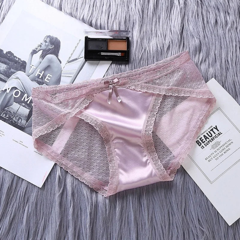 Women's Panties Satin Underwear Lace Sexy Briefs Ladies Casual Underpants Female Lingerie Intimates Girl Panty 2021