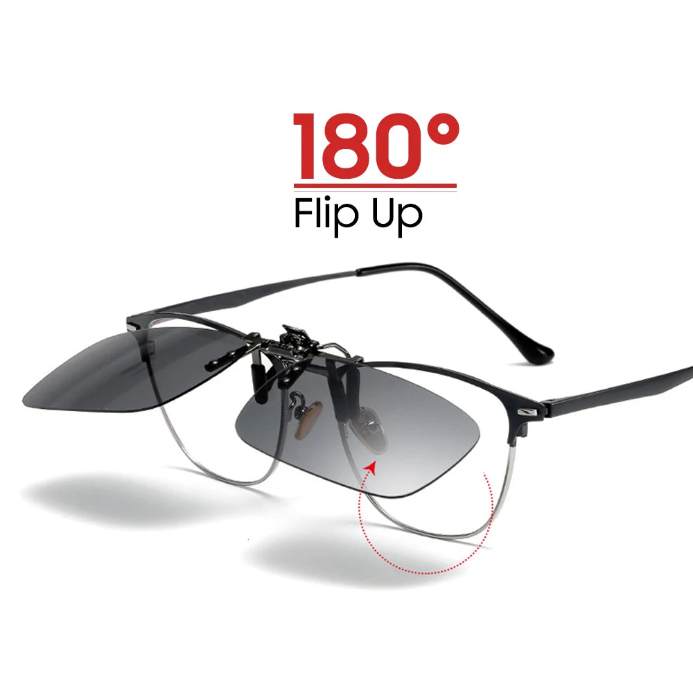 2026 Trending Product Flip Up Clip on Sun Glasses Men Car Driving Eyelasses Light Fishing Female  Polarized Night Vision Lens