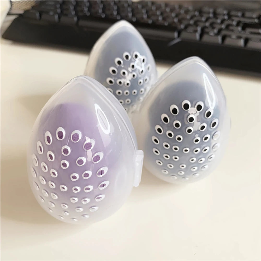 Makeup Sponge Storage Case Makeup Sponge Puff Holder Stand Empty Cosmetic Egg Shaped Rack Transparent Puffs Drying Box New 2022