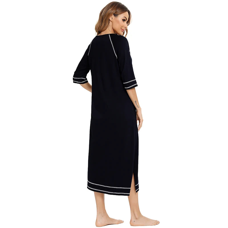 Zipper Women Sleepwear Pajama Maternity Dress 3/4Sleeve Nursing Baby Breastfeeding Nightdress Pregnancy Dress пижама хлопок