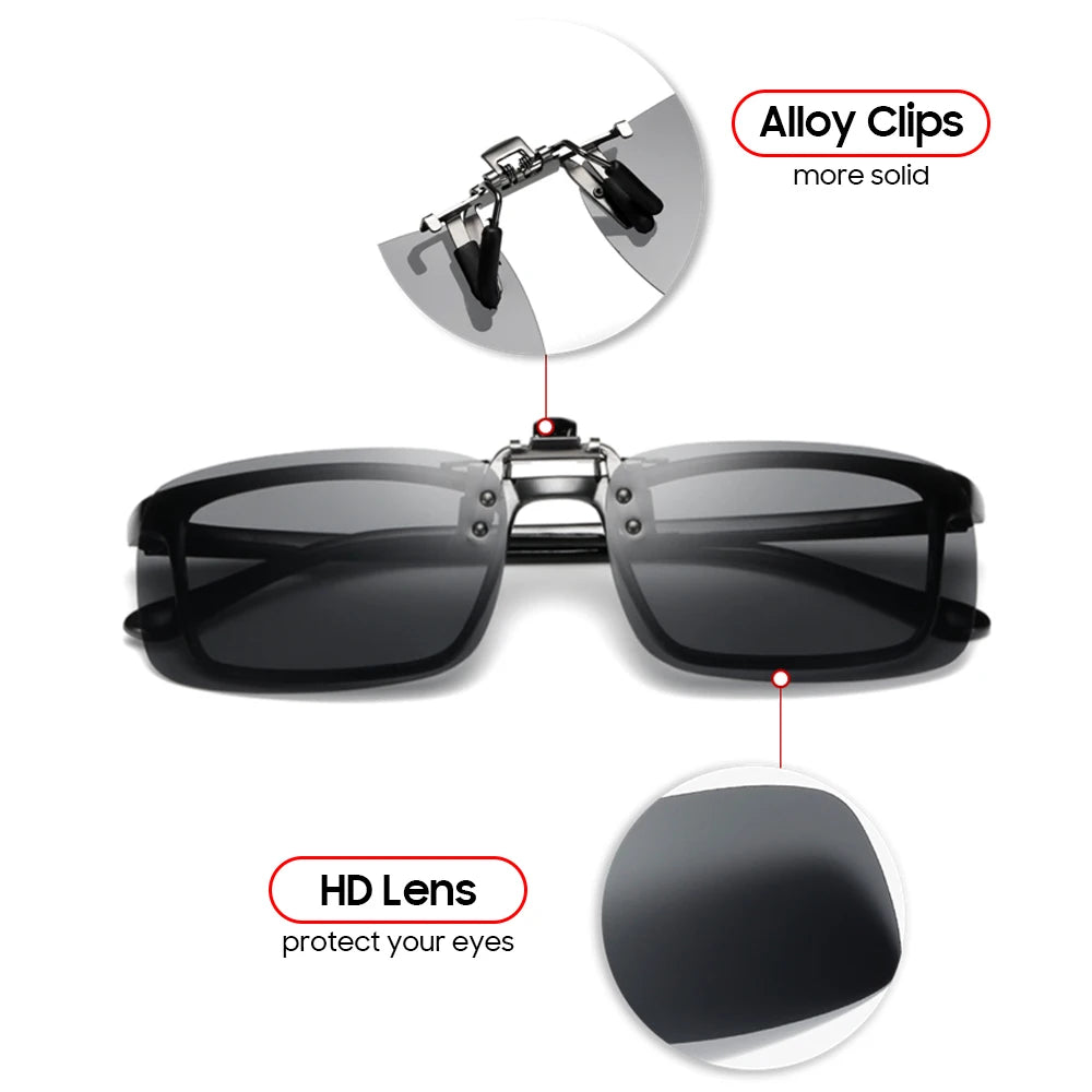2026 Trending Product Flip Up Clip on Sun Glasses Men Car Driving Eyelasses Light Fishing Female  Polarized Night Vision Lens