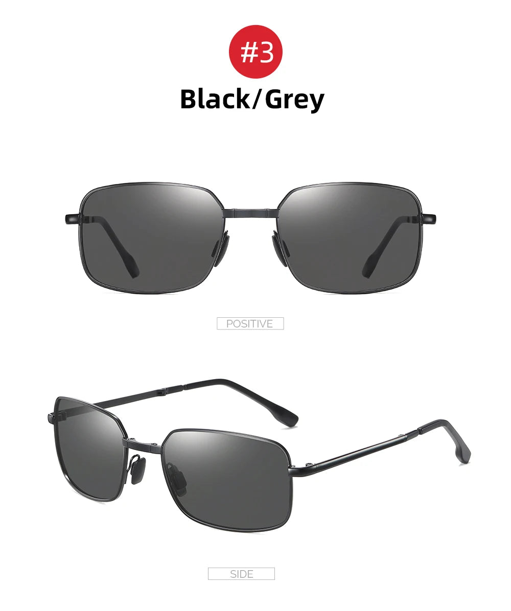 VIVIBEE Men Folding Photochromic Sunglasses with Polarized Lens Rectangle Metal Summer Male Shades 2026 Trending Products