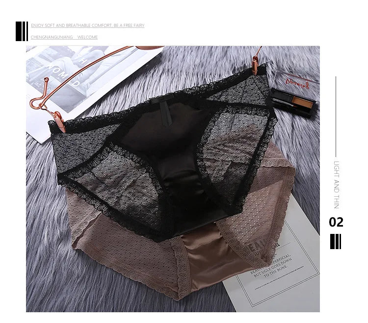 Women's Panties Satin Underwear Lace Sexy Briefs Ladies Casual Underpants Female Lingerie Intimates Girl Panty 2021