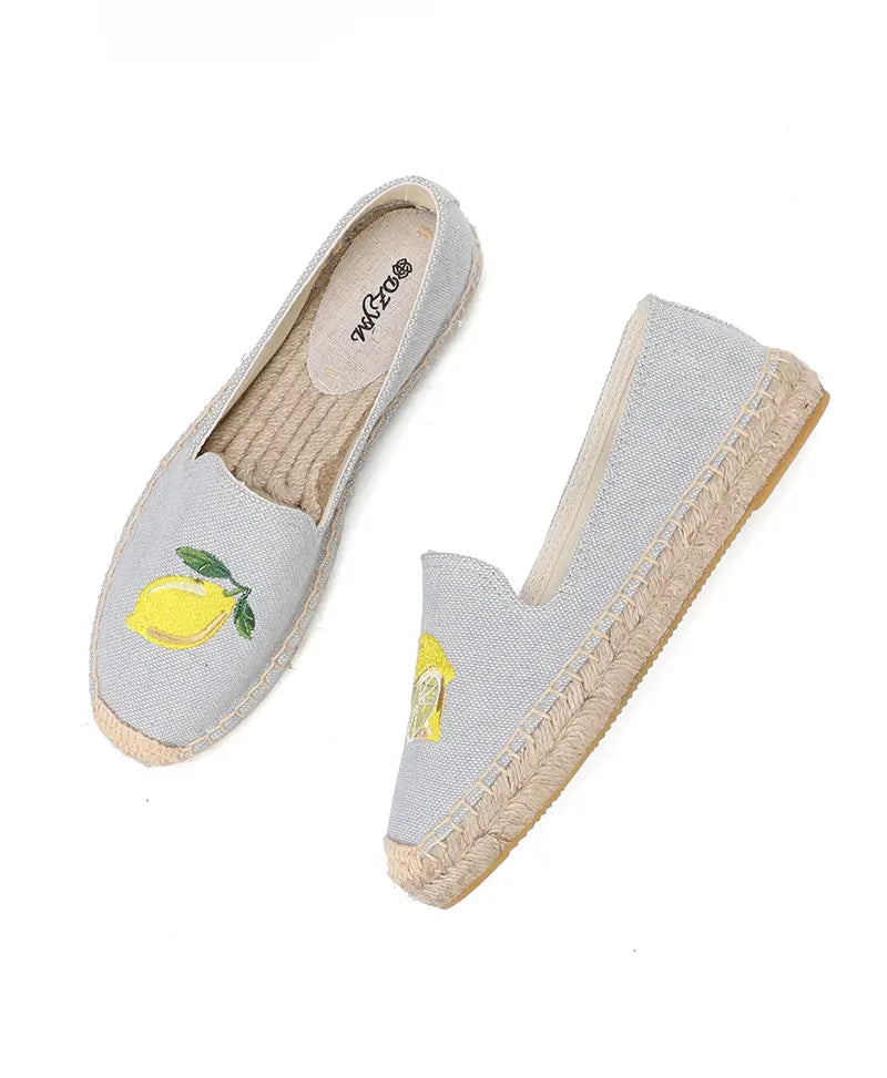 Women’s Grey Platform Espadrille Flats Shoes