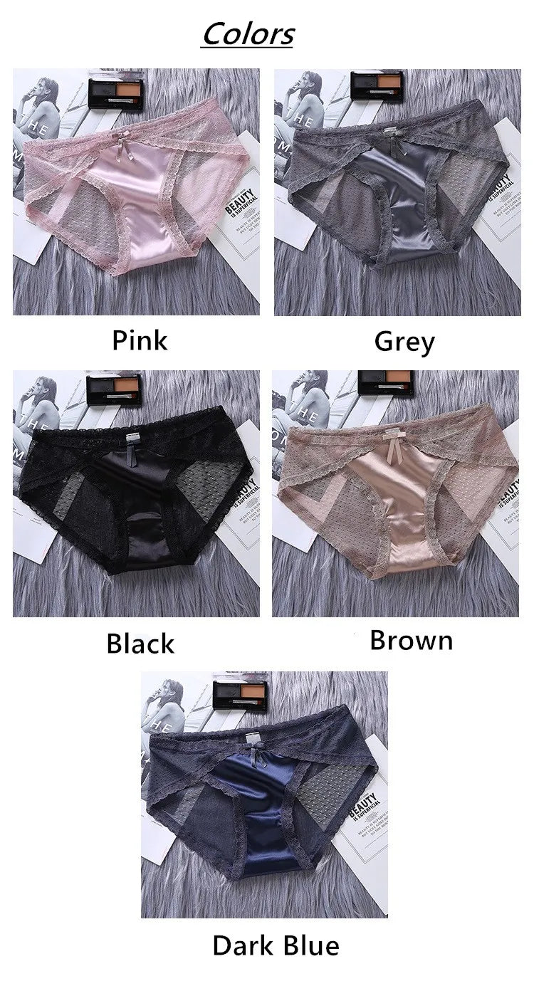 Women's Panties Satin Underwear Lace Sexy Briefs Ladies Casual Underpants Female Lingerie Intimates Girl Panty 2021