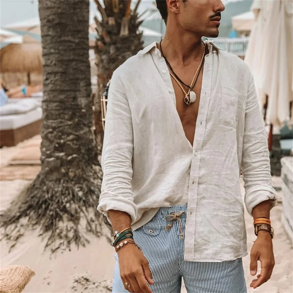 Breathable Summer Linen Shirt for Men