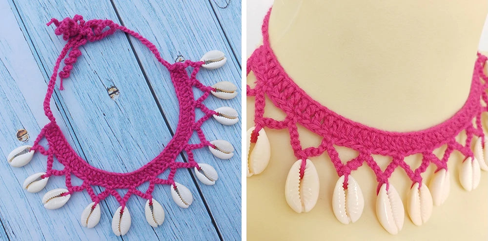 Summer Women Simple Seashell Anklet Chain Crochet Bohemian Foot Jewelry Beach Anklets On Foot Bracelets