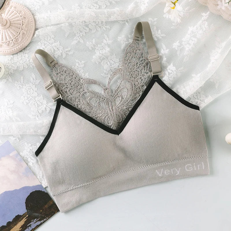 Women's Cotton Underwear Tube Tops Sexy Lace Top Fashion Push Up Comfort Brassiere Female Sling Sports Tank Up Sexy Lingerie