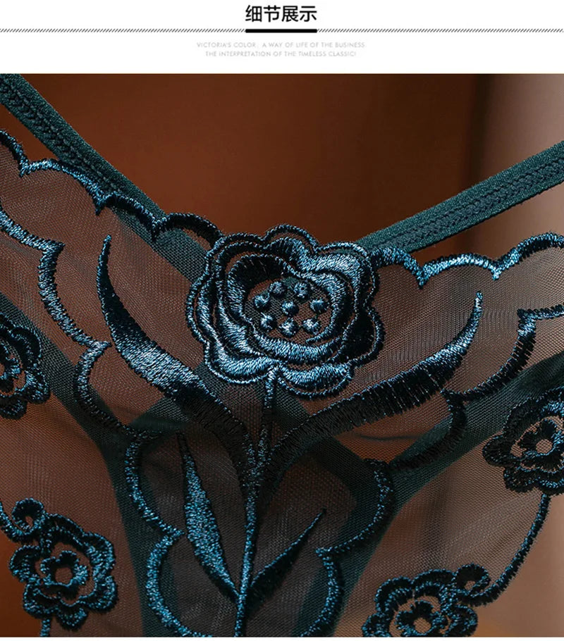 Women Panties Sexy Embroidery  Panty Transparent Underwear Female Intimates Seamless Briefs G String Thongs Lingerie Knickers