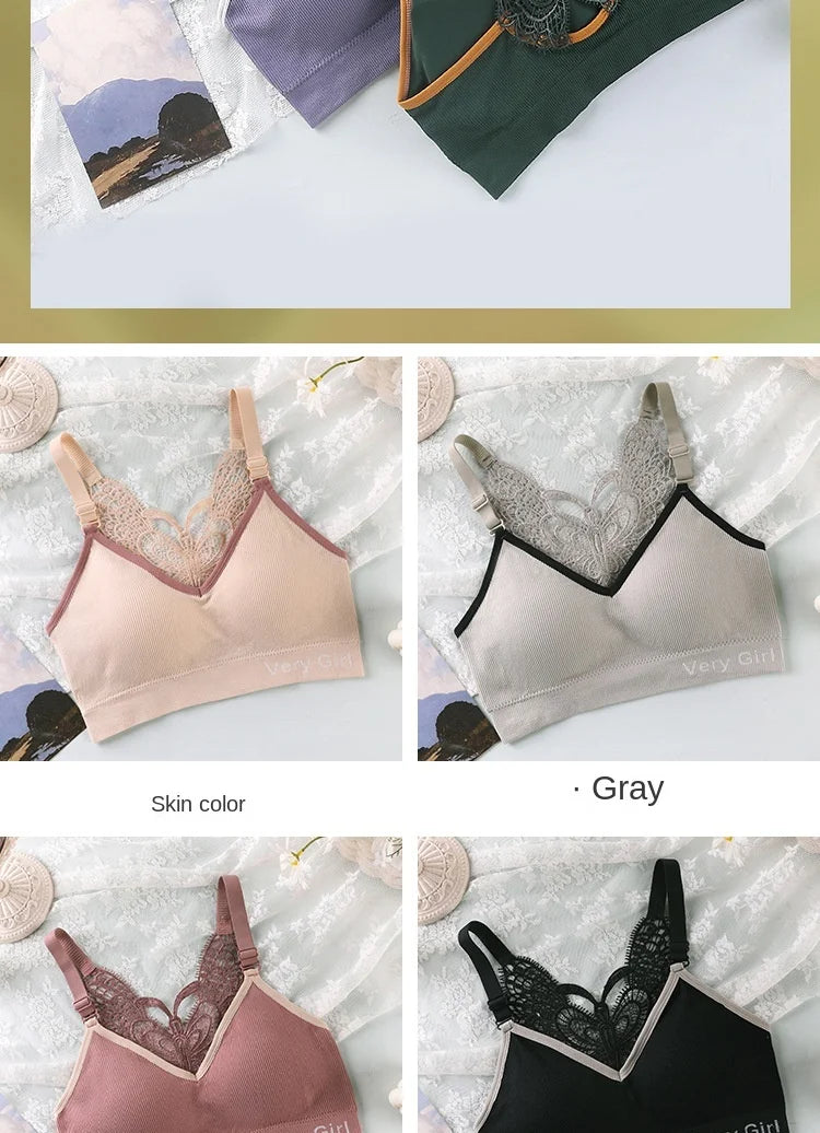 Women's Cotton Underwear Tube Tops Sexy Lace Top Fashion Push Up Comfort Brassiere Female Sling Sports Tank Up Sexy Lingerie