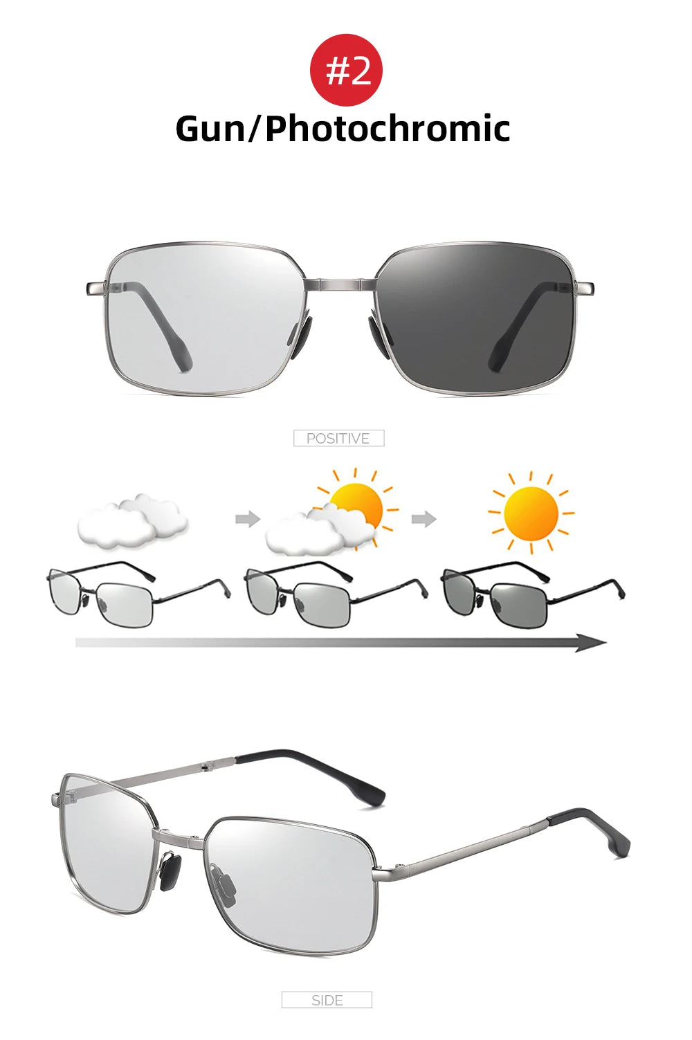 VIVIBEE Men Folding Photochromic Sunglasses with Polarized Lens Rectangle Metal Summer Male Shades 2026 Trending Products