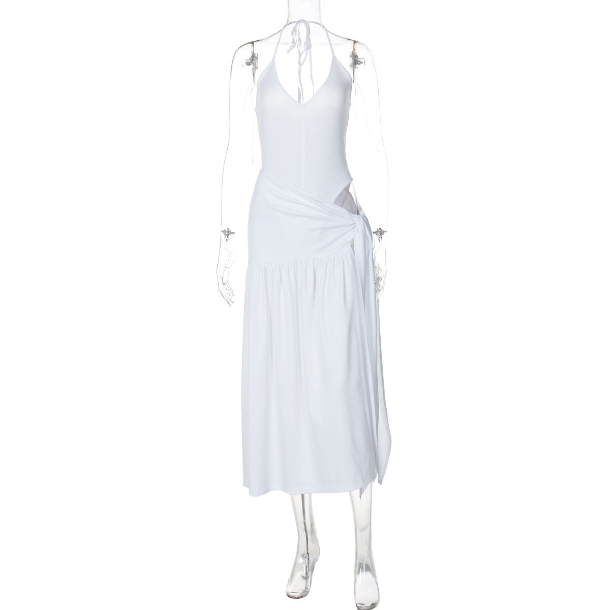 CM.YAYA Elegant Women's Set Sleeveless Strap Bodysuit +Long Skirts Set Autumn Tracksuit Sexy 2024 Tie Up Two 2 Piece Set Outfits