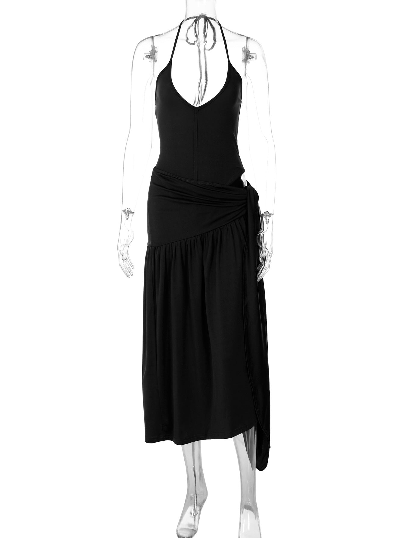 CM.YAYA Elegant Women's Set Sleeveless Strap Bodysuit +Long Skirts Set Autumn Tracksuit Sexy 2024 Tie Up Two 2 Piece Set Outfits