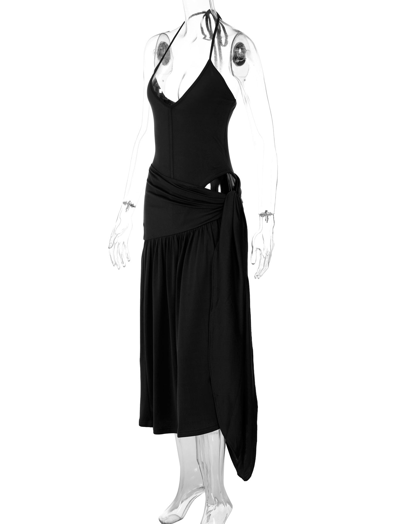CM.YAYA Elegant Women's Set Sleeveless Strap Bodysuit +Long Skirts Set Autumn Tracksuit Sexy 2024 Tie Up Two 2 Piece Set Outfits