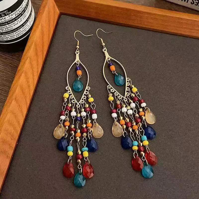 Cute Summer Flower Earrings Handmade Vacation Bohemian Earrings Exaggerated Beach Women Jewelry Party